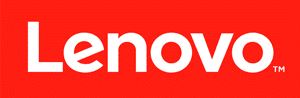 Logotipo de la marca Lenovo en color blanco con fondo rojo